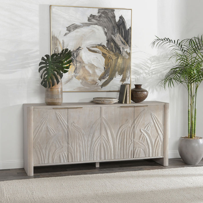 Classic Home Furniture - Ledro Wood 4Dr Buffet White Wash - 52010921