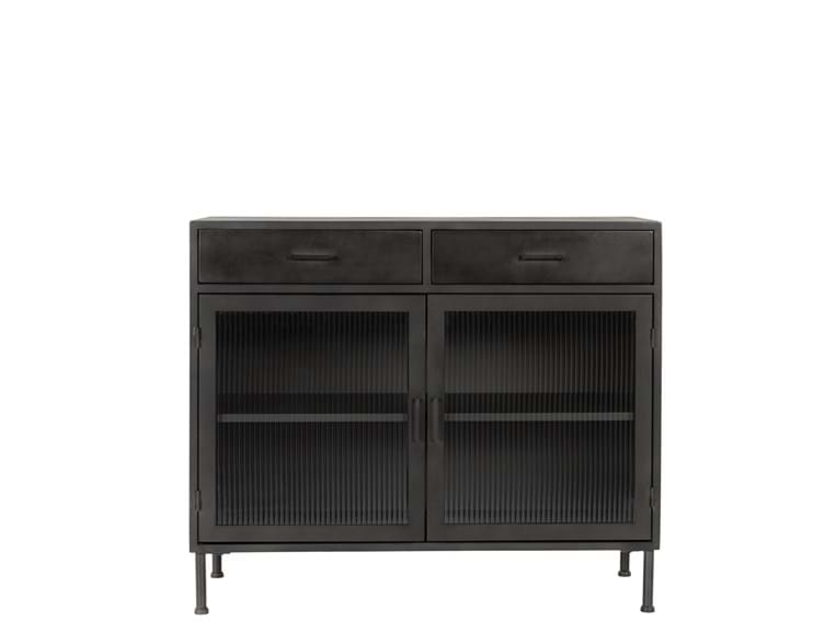 Classic Home Furniture - Nore Metal/Glass 2Dwr 2Dr Cabinet Blackened Steel - 52010939 - GreatFurnitureDeal