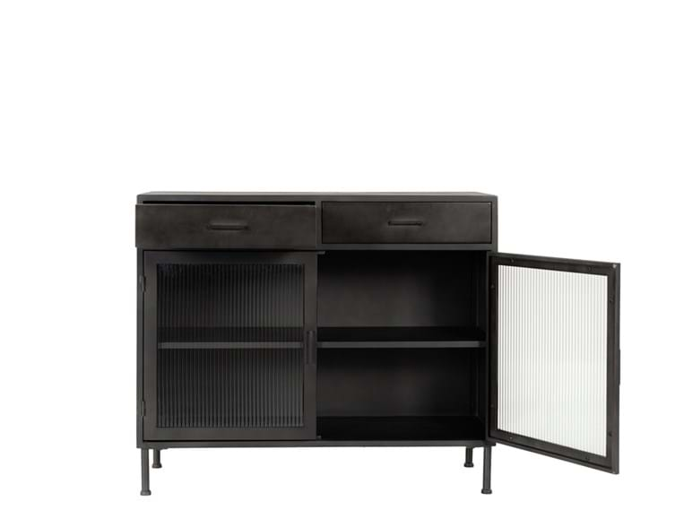 Classic Home Furniture - Nore Metal/Glass 2Dwr 2Dr Cabinet Blackened Steel - 52010939 - GreatFurnitureDeal