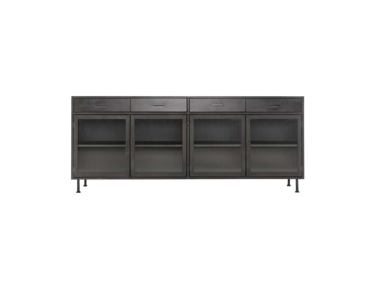 Classic Home Furniture - Nore Metal/Glass 4 Drawer 4 Door Cabinet Blackened Steel - 52010940 - GreatFurnitureDeal