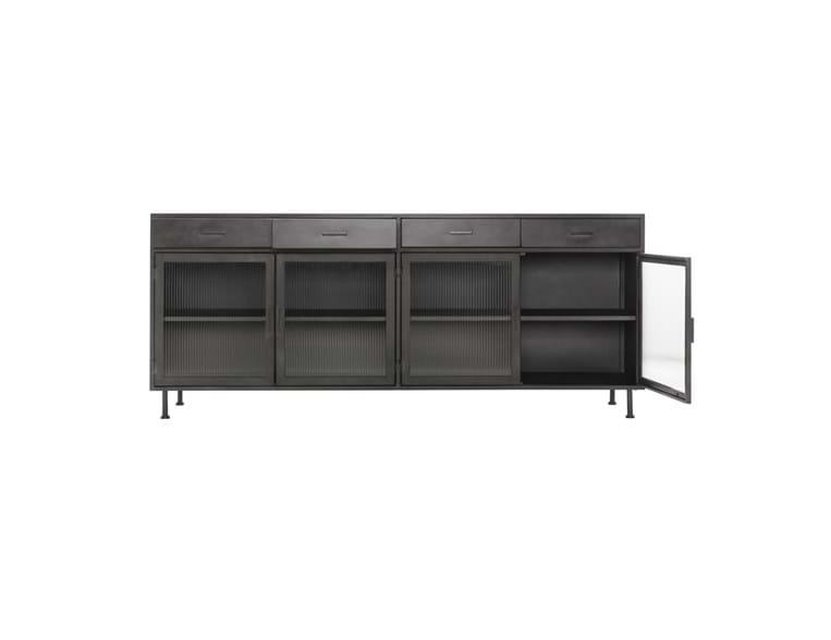 Classic Home Furniture - Nore Metal/Glass 4 Drawer 4 Door Cabinet Blackened Steel - 52010940 - GreatFurnitureDeal