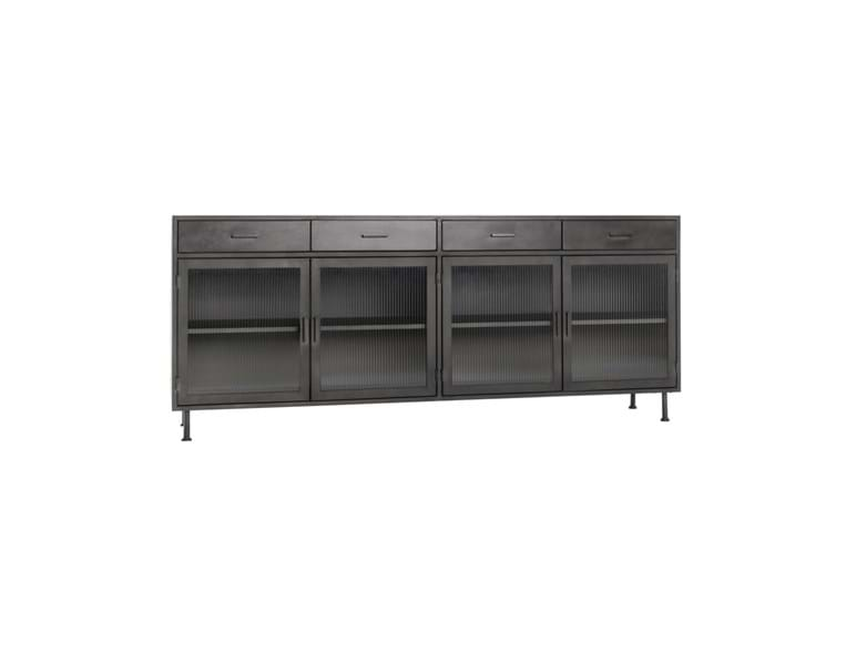 Classic Home Furniture - Nore Metal/Glass 4 Drawer 4 Door Cabinet Blackened Steel - 52010940 - GreatFurnitureDeal