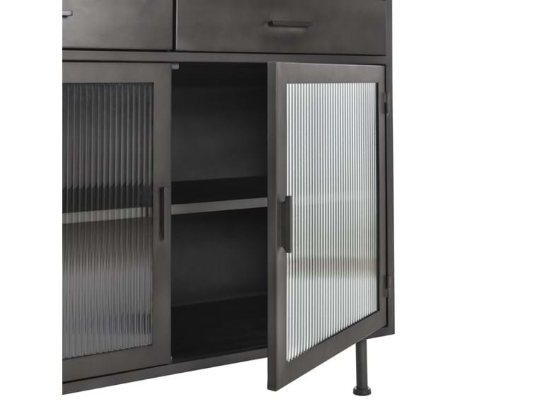 Classic Home Furniture - Nore Metal/Glass 4 Drawer 4 Door Cabinet Blackened Steel - 52010940 - GreatFurnitureDeal