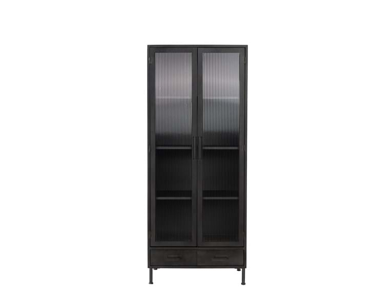 Classic Home Furniture - Nore Metal/Glass 2 Door 2 Drawer Tall Cabinet Blackened Steel - 52010941 - GreatFurnitureDeal