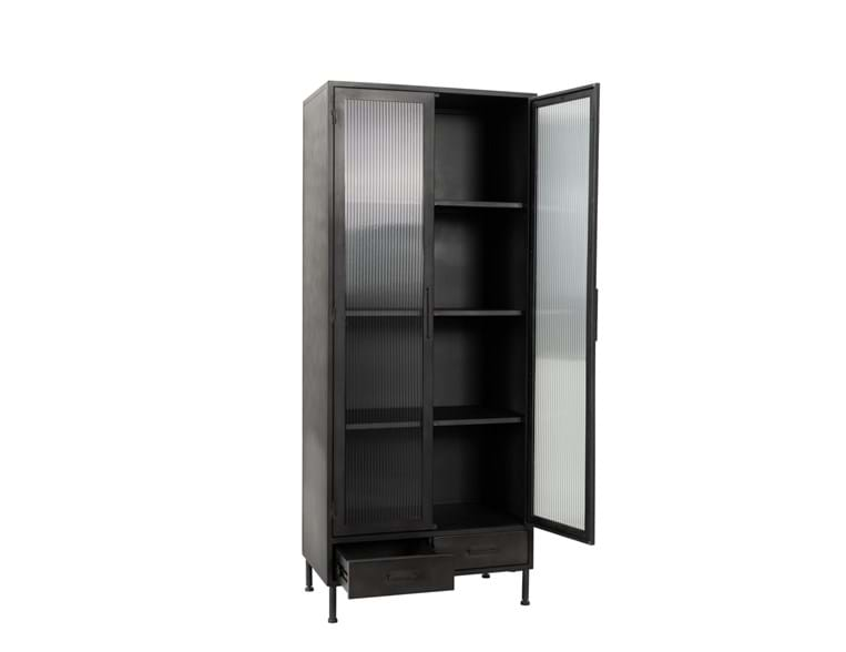 Classic Home Furniture - Nore Metal/Glass 2 Door 2 Drawer Tall Cabinet Blackened Steel - 52010941 - GreatFurnitureDeal