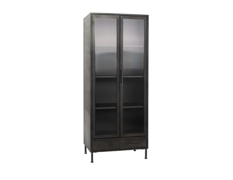 Classic Home Furniture - Nore Metal/Glass 2 Door 2 Drawer Tall Cabinet Blackened Steel - 52010941 - GreatFurnitureDeal