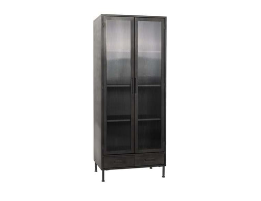 Classic Home - Nore Metal/Glass 2 Door 2 Drawer Tall Cabinet Blackened Steel - 52010941 - GreatFurnitureDeal