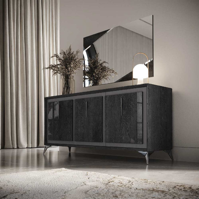 ESF Furniture - Aris Krystal 3 Door Buffet in Onyx - ARIS3DOORBUFFET