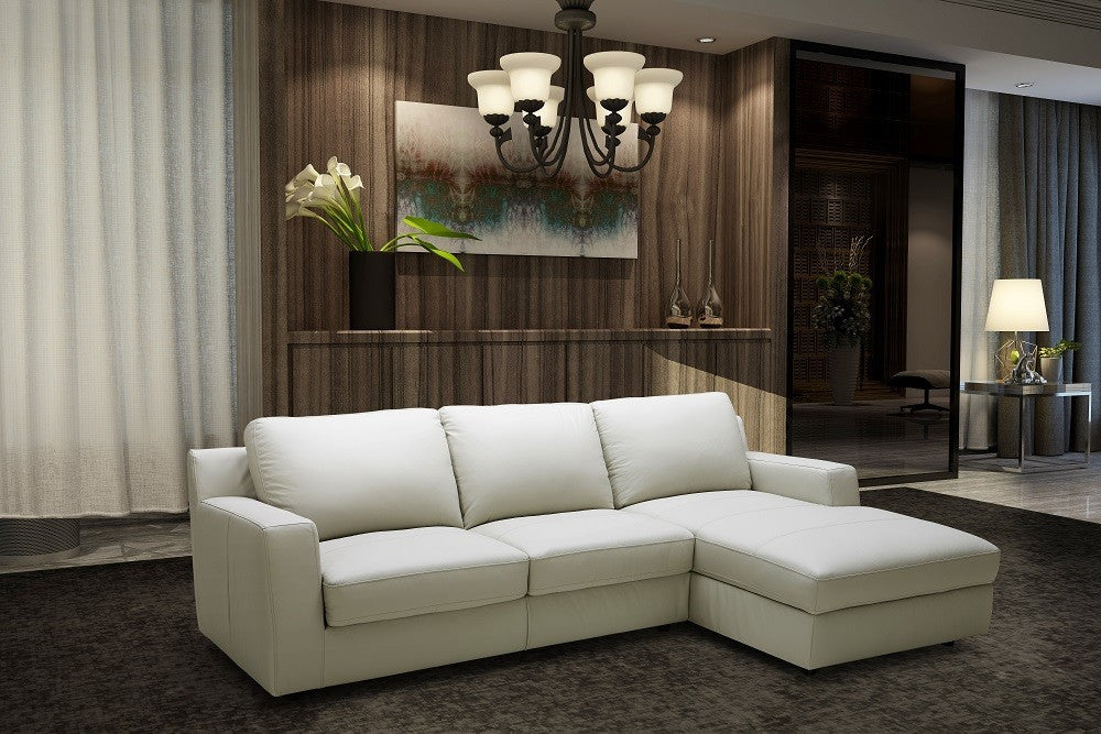 J&M Furniture - Lauren Premium Leather LHF Sectional Sleeper Sofa in Light Grey - 18243010900-LHF
