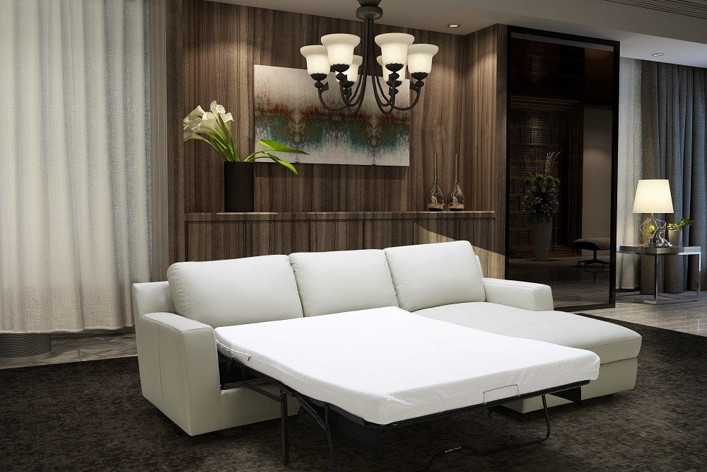 J&M Furniture - Lauren Premium Leather LHF Sectional Sleeper Sofa in Light Grey - 18243010900-LHF - GreatFurnitureDeal