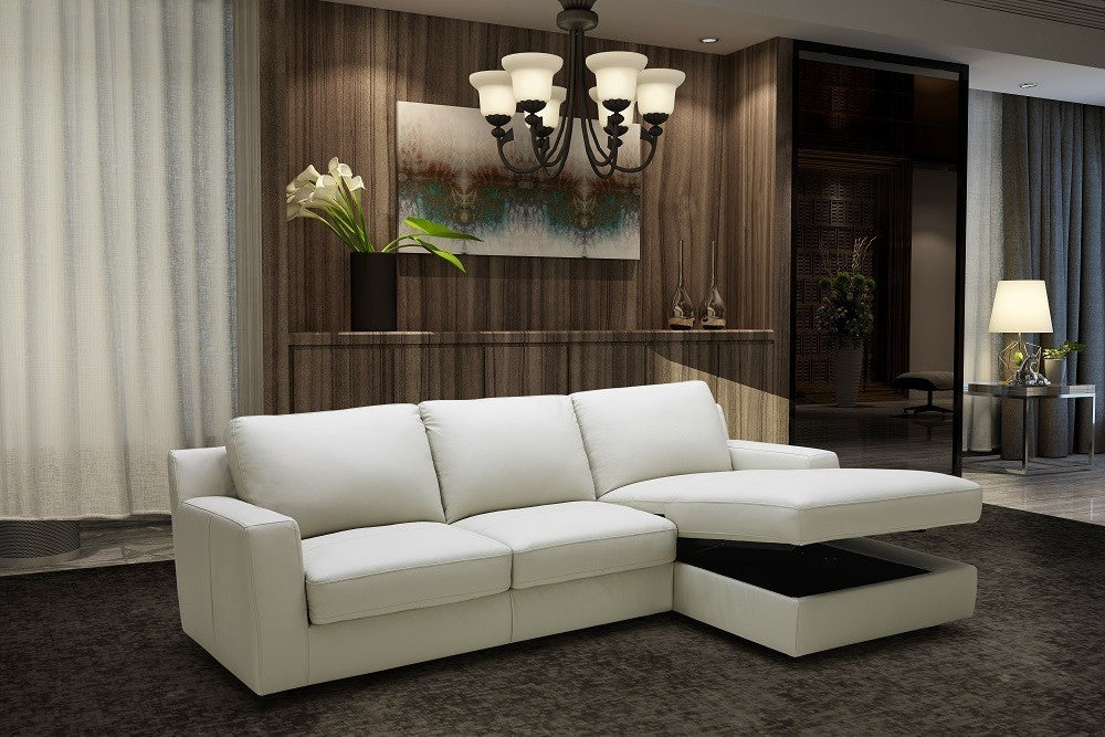 J&M Furniture - Lauren Premium Leather RHF Sectional Sleeper Sofa in Light Grey - 18243010900-RHF