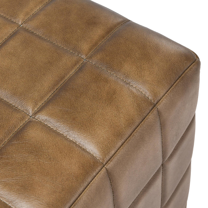 Classic Home Furniture - Carlo Leather 18" Square Ottoman Antique Brown - 53001964 - GreatFurnitureDeal