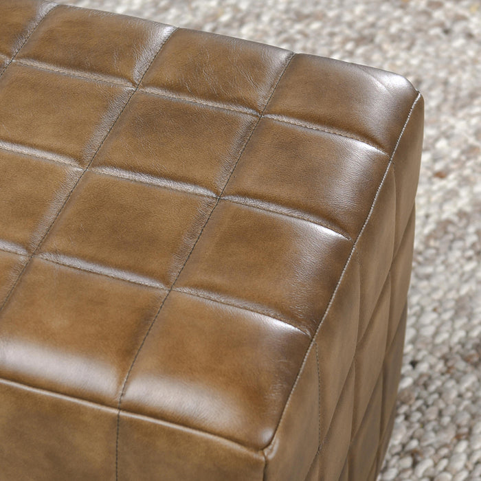 Classic Home Furniture - Carlo Leather 18" Square Ottoman Antique Brown - 53001964 - GreatFurnitureDeal