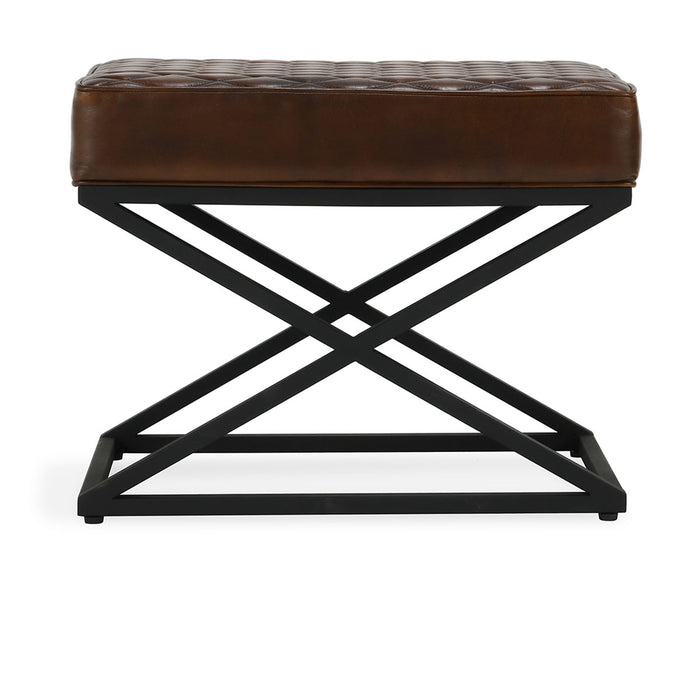 Classic Home Furniture - Bruno Leather Rectangle Stool Rustic Brown - 53001996