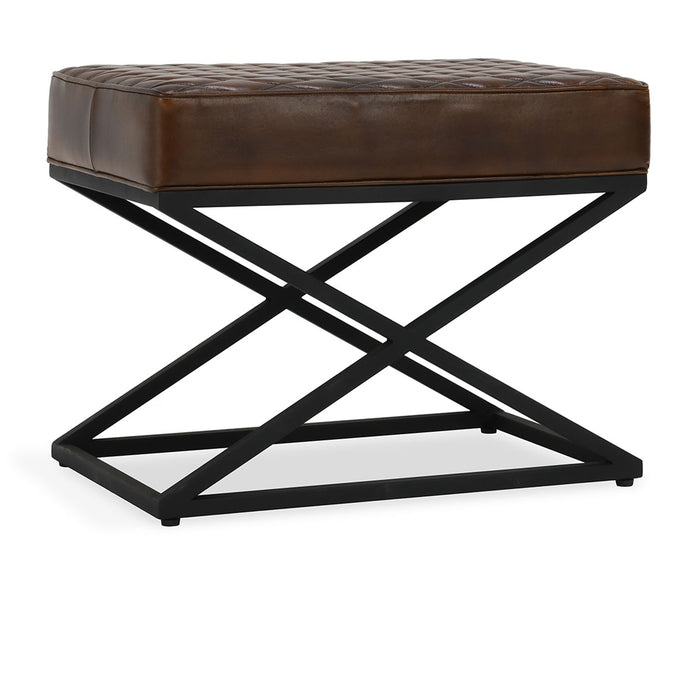Classic Home Furniture - Bruno Leather Rectangle Stool Rustic Brown - 53001996 - GreatFurnitureDeal