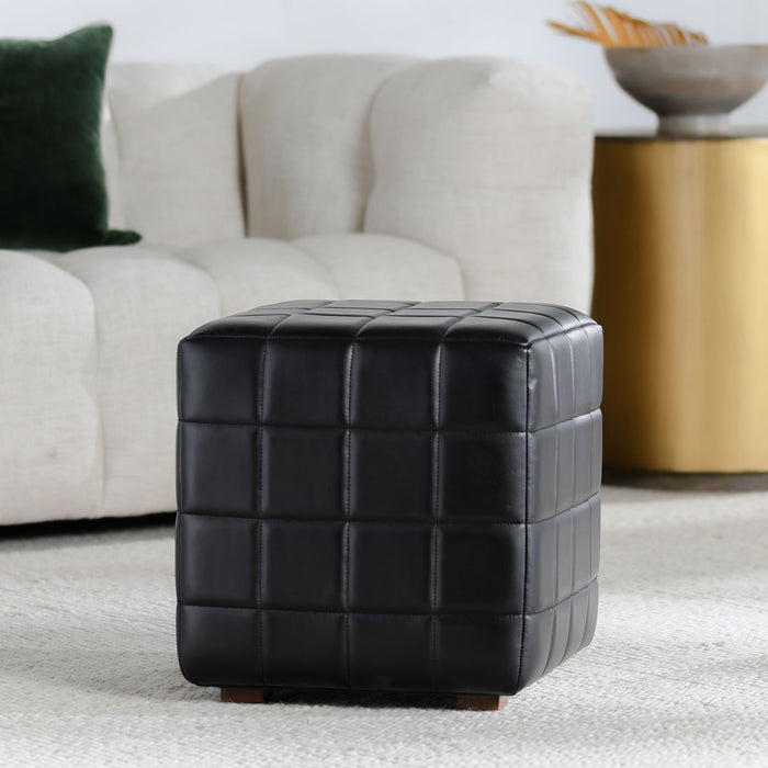 Classic Home Furniture - Carlo Leather 18" Square Ottoman Jet Black - 53002005
