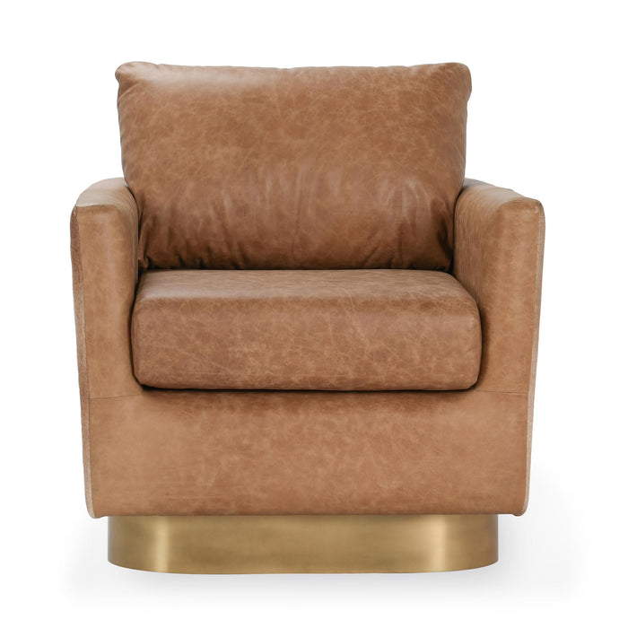 Classic Home - Lathe Leather and Hide Accent Chair in Chestnut - 53002009 - GreatFurnitureDeal
