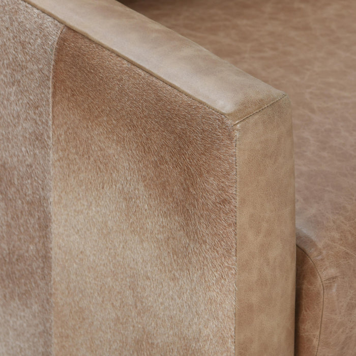 Classic Home - Lathe Leather and Hide Accent Chair in Chestnut - 53002009 - GreatFurnitureDeal