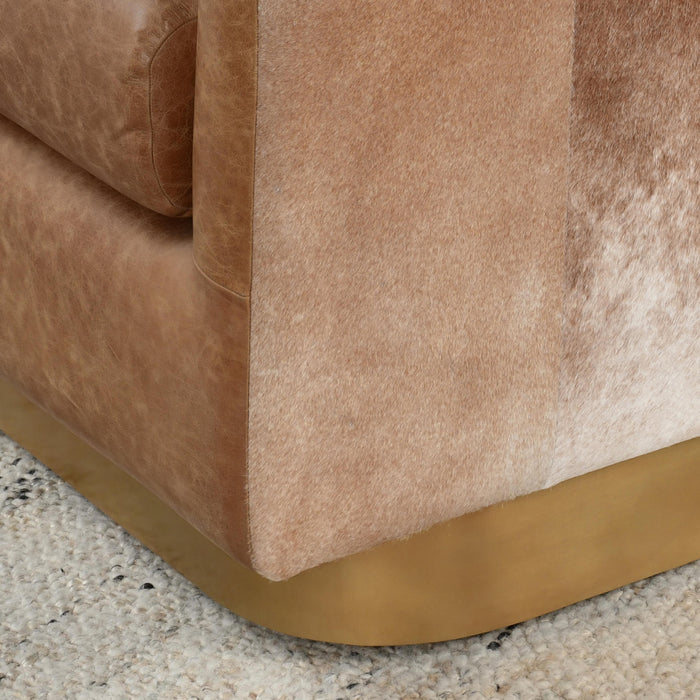 Classic Home - Lathe Leather and Hide Accent Chair in Chestnut - 53002009 - GreatFurnitureDeal
