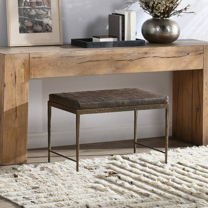 Classic Home - Malo Leather Bench - Cocoa Brown - 53002014 - GreatFurnitureDeal