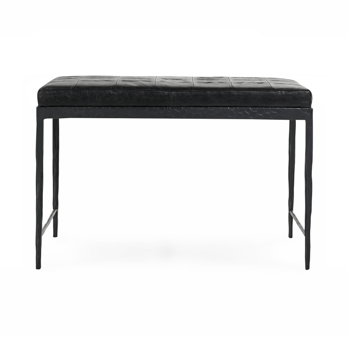 Classic Home - Malo Leather Bench - Onyx Black - 53002015 - GreatFurnitureDeal