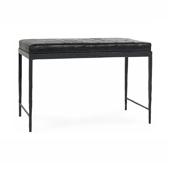 Classic Home - Malo Leather Bench - Onyx Black - 53002015 - GreatFurnitureDeal