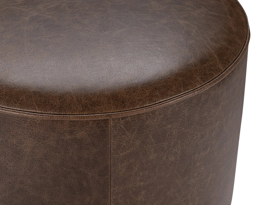 Classic Home - Clair 20" Round Ottoman in Cocoa Brown - 53002064 - GreatFurnitureDeal