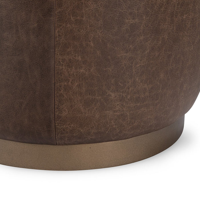 Classic Home - Clair 20" Round Ottoman in Cocoa Brown - 53002064 - GreatFurnitureDeal