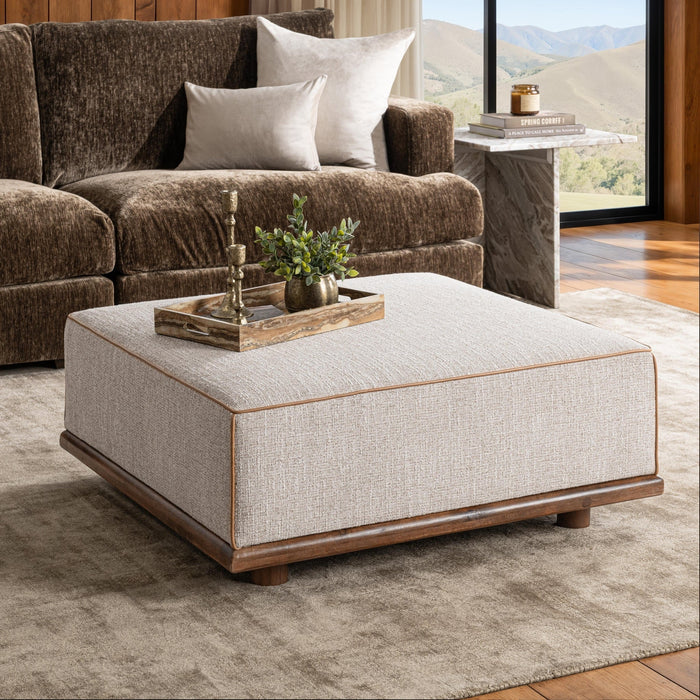 Classic Home - Ellerie 40" Square Ottoman in Latte - 53002137 - GreatFurnitureDeal