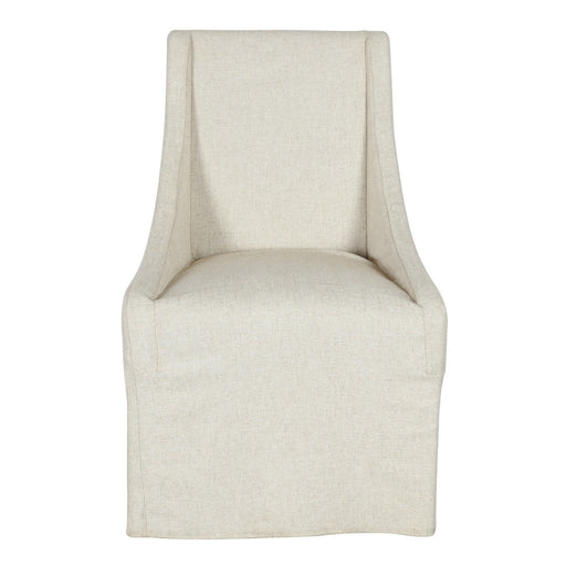 Classic Home - Warwick Upholstered Rolling Dining Chair Oatmeal - 53004329 - GreatFurnitureDeal