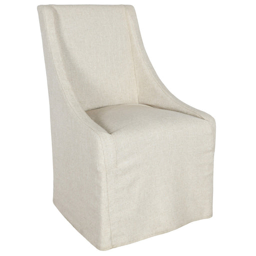 Classic Home - Warwick Upholstered Rolling Dining Chair Oatmeal - 53004329 - GreatFurnitureDeal