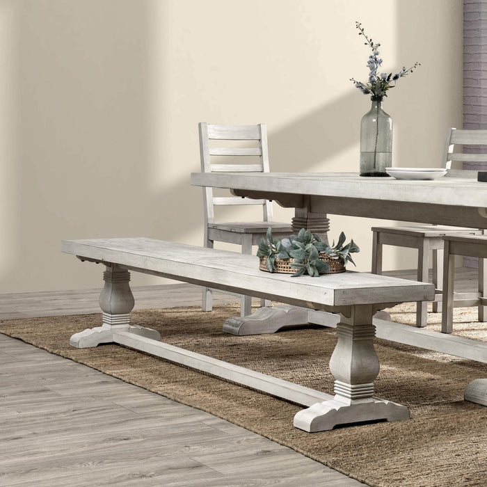 Classic Home - Caleb 83" Dining Bench Distressed Ivory - 53004467 - GreatFurnitureDeal