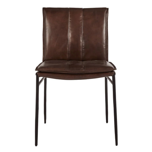 Classic Home - Mayer Genuine Leather Dining Chair Brown (Set of 2) - 53006056 - GreatFurnitureDeal