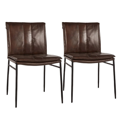 Classic Home - Mayer Genuine Leather Dining Chair Brown (Set of 2) - 53006056 - GreatFurnitureDeal