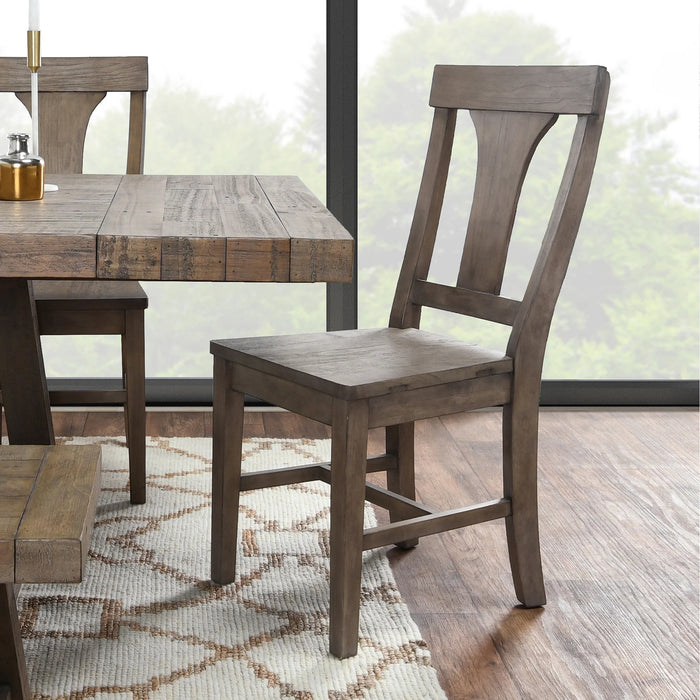 Tuscany Reclaimed - Pine Wood Dining Chair Set of 2 Distressed Brown - 53006057 - GreatFurnitureDeal