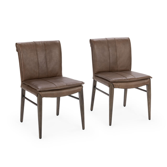 Classic Home - Lynden Set of 2 Top Grain Leather Dining Chair - 53006503 - GreatFurnitureDeal
