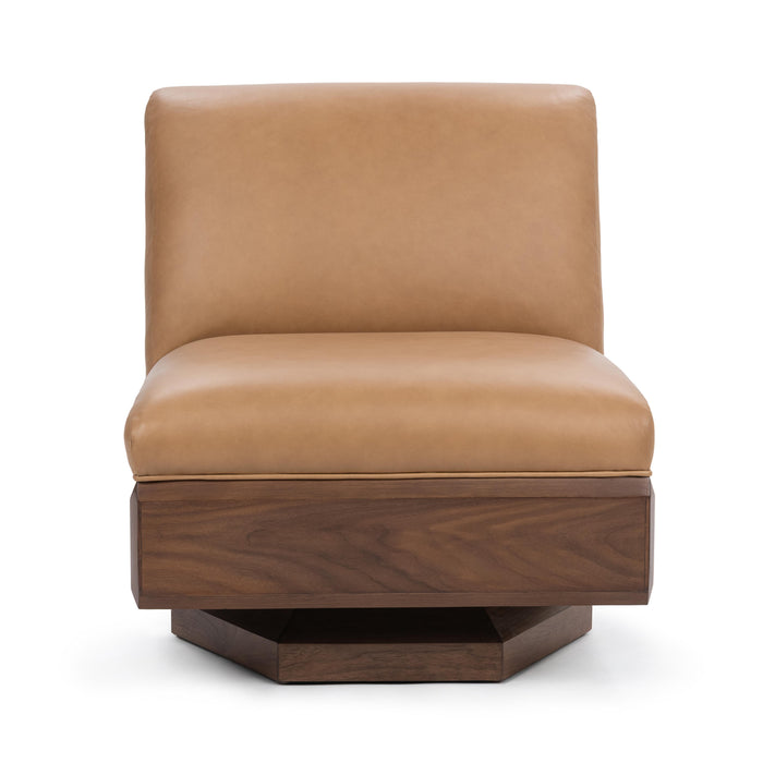 Classic Home - Myla Top Grain Leather Swivel Accent Chair - 53006562 - GreatFurnitureDeal