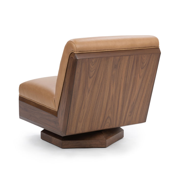 Classic Home - Myla Top Grain Leather Swivel Accent Chair - 53006562 - GreatFurnitureDeal