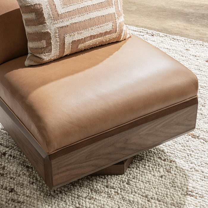 Classic Home - Myla Top Grain Leather Swivel Accent Chair - 53006562 - GreatFurnitureDeal