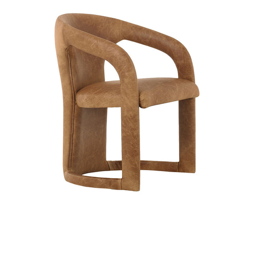 Classic Home - Archie Distressed Leather Dining Chair in Maple Brown - 53051546 - GreatFurnitureDeal