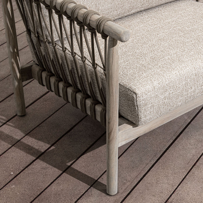 Classic Home - Leo Teak Wood Coastal Outdoor Accent Chair in Taupe - 53051567 - GreatFurnitureDeal