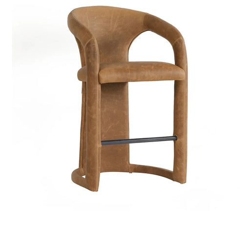 Classic Home - Archie Distressed Leather 26" Counter Stool Maple Brown - 53051596 - GreatFurnitureDeal