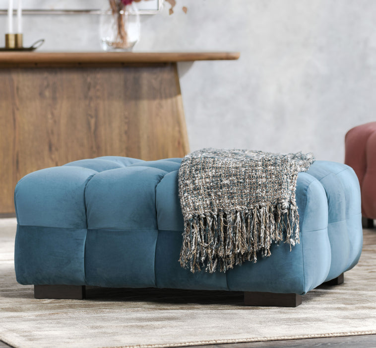 Classic Home Furniture - Petra Velvet Rectangular Ottoman in Blue - 53051639 - GreatFurnitureDeal