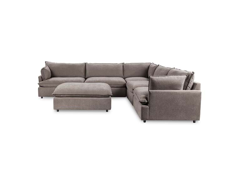 Classic Home - Caplan Upholstered 6 Piece Modular Sectional w/ Ottoman Elite in Charcoal - 5308SC6ECH - GreatFurnitureDeal
