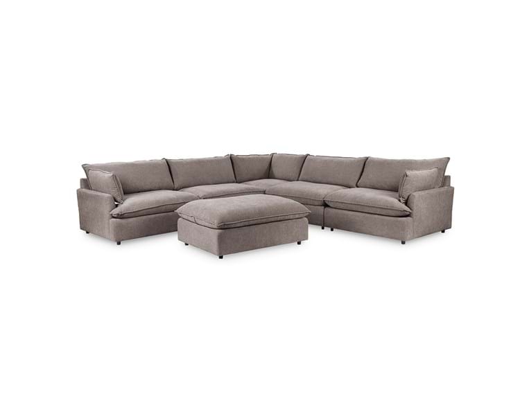 Classic Home - Caplan Upholstered 6 Piece Modular Sectional w/ Ottoman Elite in Charcoal - 5308SC6ECH - GreatFurnitureDeal