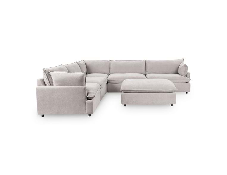 Classic Home Furniture -  Caplan Upholstered 6 Piece Modular Sectional w/ Ottoman - 5308SC6EGR - GreatFurnitureDeal