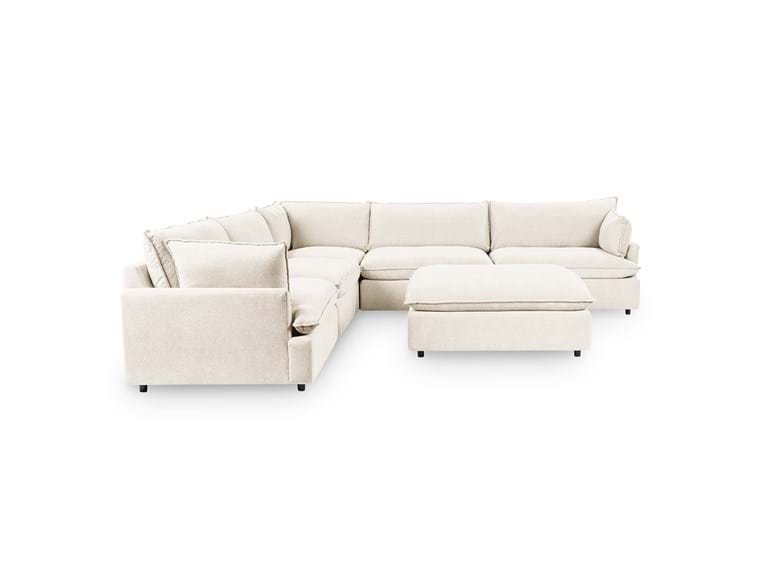 Classic Home - Caplan Upholstered 6 Piece Modular Sectional w/ Ottoman Elite in Ivory - 5308SC6EIV - GreatFurnitureDeal