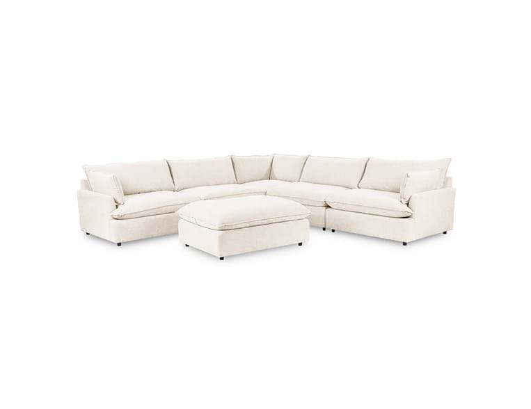 Classic Home - Caplan Upholstered 6 Piece Modular Sectional w/ Ottoman Elite in Ivory - 5308SC6EIV - GreatFurnitureDeal