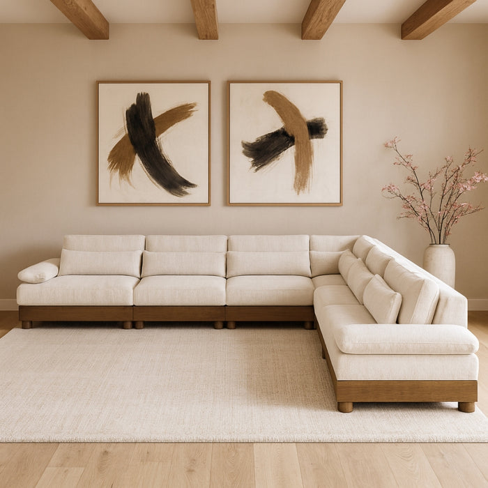 Meridian Furniture - Turin 167.75" Chenille Fabric Upholstered 7 Piece Modular Sectional - 606Cream-Sec7A - GreatFurnitureDeal