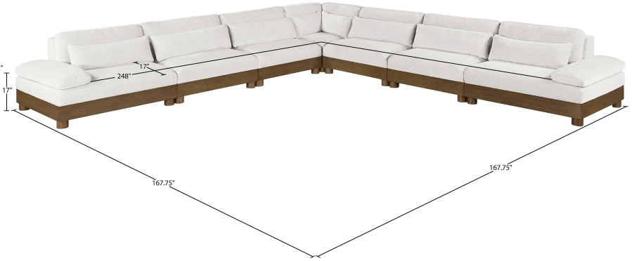 Meridian Furniture - Turin 167.75" Chenille Fabric Upholstered 7 Piece Modular Sectional - 606Cream-Sec7A - GreatFurnitureDeal